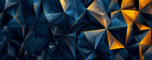 abstract polygonal design of midnight blue and gilded yellow, ideal for an elegant abstract background
