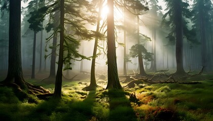 Forest in the sunset
