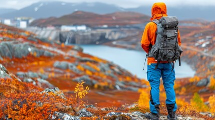 Engineer overseeing hydroelectric plant operations from the vantage point of a dam