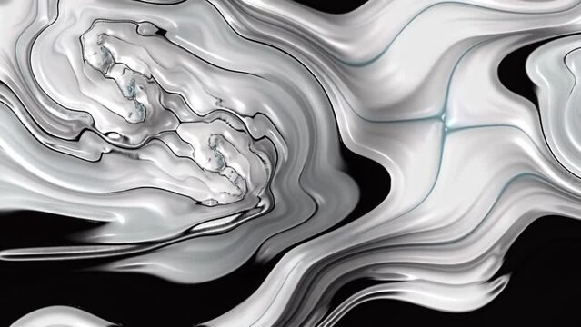 Blue, white and black wave marble embossed texture flowing. 3D abstract, zoom out digital animation