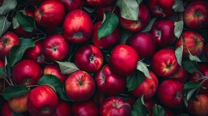 Bunch of fresh ripe deliciuos red apples background