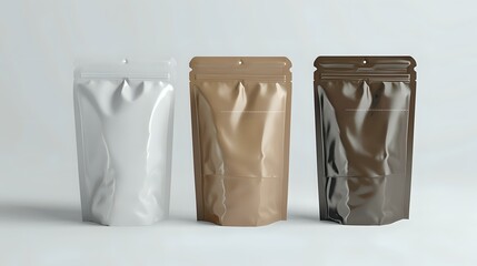 Packaging Mockup Collection: Stand-Up Pouch Front View Template with Clipping Path