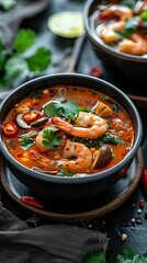 Spicy Tom Yum Soup with Shrimp and Herbs