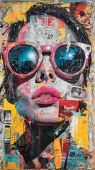 Colorful Pop Art Collage with Sunglasses