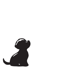 Dog puppy in profile, black silhouette on a transparent background, vector drawing for stencil