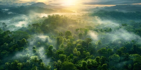 Vibrant Jungle Landscape at Dawn Generative AI