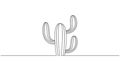 Vector continuous one simple single abstract silk line drawing of cactus isolated on white background © FnLine