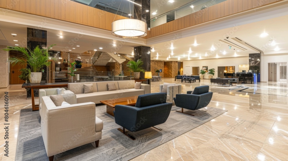 Aufkleber a spacious reception area with ample seating and elegant decor, ideal for hosting gatherings.
