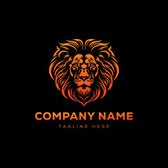 Lion Head minimalist Logo template Design