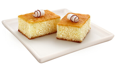 prato com delicioso bolo de coco caseiro isolado em fundo transparente