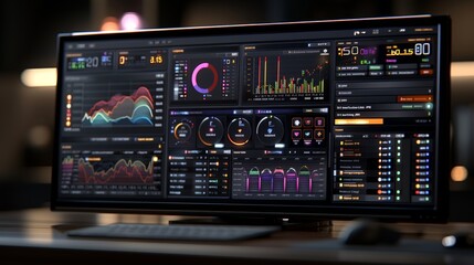 Cold War power station terminal screen front view text information graphs