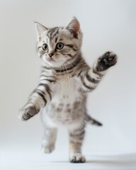 Obraz premium Small American Shorthair kitten balancing on hind legs