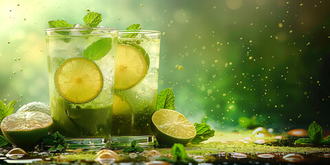 Matcha Mojito: combination of lime juice, mint leaves, sparkling water, matcha powder and a sweetener for a twist on the classic mojito.