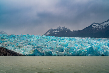 Grey glacier in Torres del Paine National Park, in Chilean Patagonia