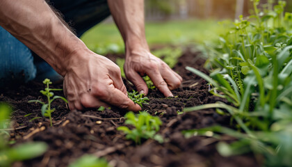An expert Gardener doing a garden makeover