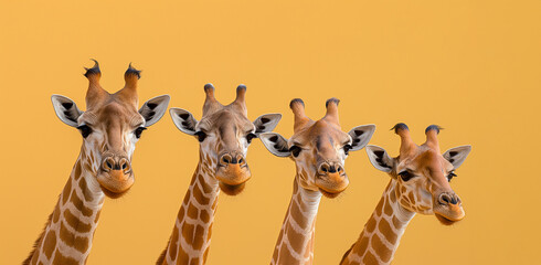 giraffes on the yellow background