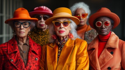 Stylish senior women in colorful, trendy attire