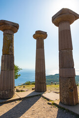 Fototapeta premium The Temple of Athena ruins in Assos Ancient City in Canakkale Turkiye