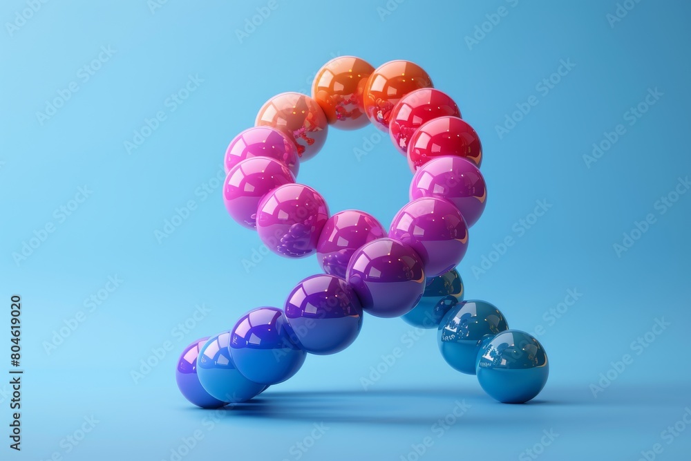 Aufkleber playfully arranged colorful spheres create a dna double helix, emphasizing concepts of genetics and 