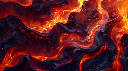 Molten lava volcano on rock