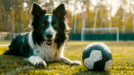 Sport style, Border Collie dog, on a sports field