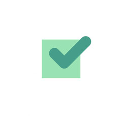 Square checkbox checked icon. Project completed. Check Mark sign. Completed tasks. Survey. Extra options. Application form. Fill in the form.