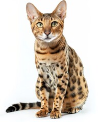 Obraz premium Elegant Kinkalow cat sitting regally on pure white backdrop