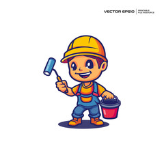 Fototapeta premium cute painter, character, mascot, logo, design, vector, eps 10