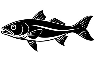 Common snook fish vector silhouette illustration isolated on a white background 