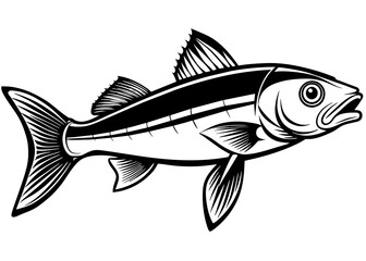 Common snook fish vector silhouette illustration isolated on a white background 