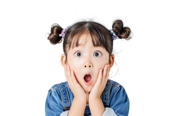 Surprised little asian girl with transparent background