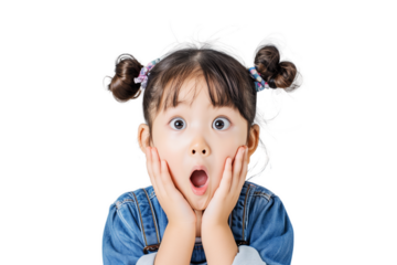 Surprised little asian girl with transparent background