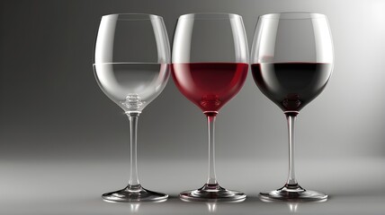 Three Elegant Wine Glasses 