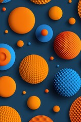 Vibrant Array of Multicolored Spheres on Azure Canvas