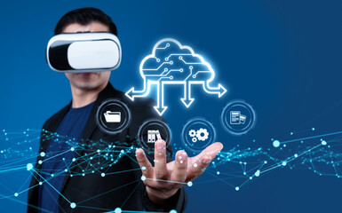 Business person discover the future of cloud computing with latest insights and elevate business by integrating cloud computing technology. Embrace the cloud era with innovative computing Faas