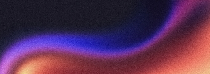 Grainy gradient background, dark blue orange red abstract color wave black backdrop, noisy texture banner header poster design