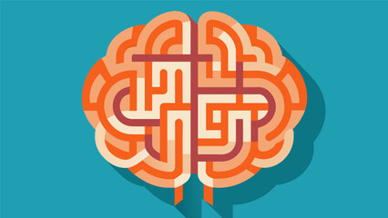 A graphic design of a maze within the shape of a brain symbolizing the complexities and challenges of living with an invisible disability like ADHD or. Vector illustration