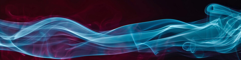 Light blue smoke abstract background curls over a rich burgundy background.