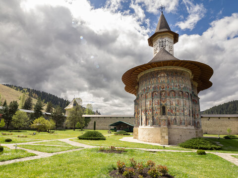 The Sucevita Monastery, Romania. One of Romanian Orthodox monasteries in southern Bucovina