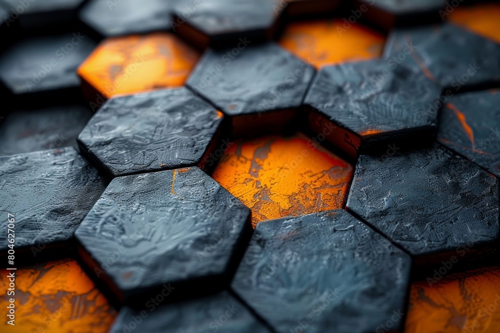 Poster a close-up of a dark hexagonal pattern with light peering through symbolizing hope or revelation