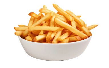 Bowl of Delicious French Fries Isolated On Transparent Background PNG.