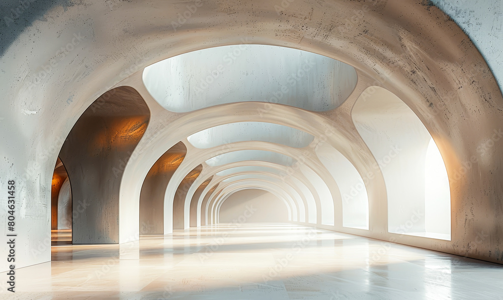 Aufkleber futuristic modern concrete architecture render | empty floor | sci-fi interior design | architectura