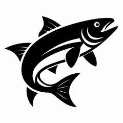 Trout fish vector silhouette illustration on a white background 