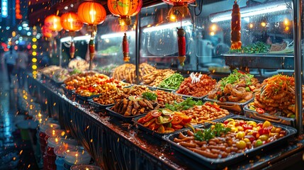 Street food tour in bustling Bangkok, tasting local delicacies, vibrant night scene, YouTube...