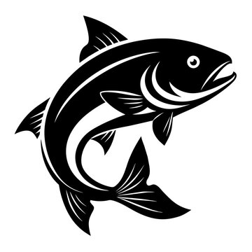 recommend clip art: Trout fish vector silhouette illustration on a white background 