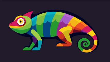 A chameleon blending into different colors symbolizing the adaptability of someone with multiple identities.. Vector illustration