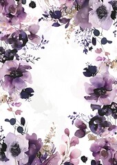 watercoloer, Elegant lavender blossoms bordering a frame