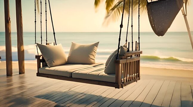 Beachfront Bliss: A Cozy Porch Swing with Ocean Panorama
