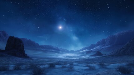 Frozen Valley Under Starry Night Sky