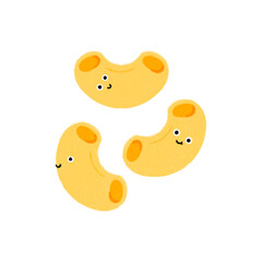 cute kiddy cartoonish happy macaroni character Italian pasta hand drawn style food recipe cookbook picture book children's book food culture menu trendy illustrations with transparent background PNG